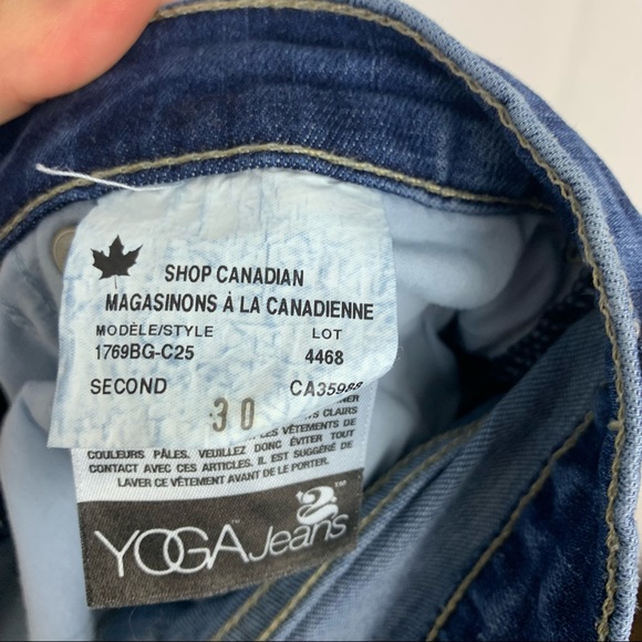 YOGA JEANS High Rise Straight Leg Raw Hem Sz 30 - Picture 5 of 6